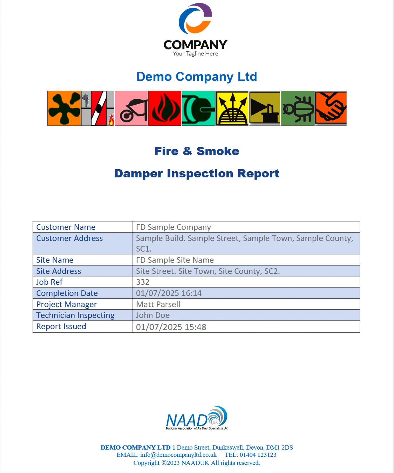 Sample Fire Damper Inspection Report