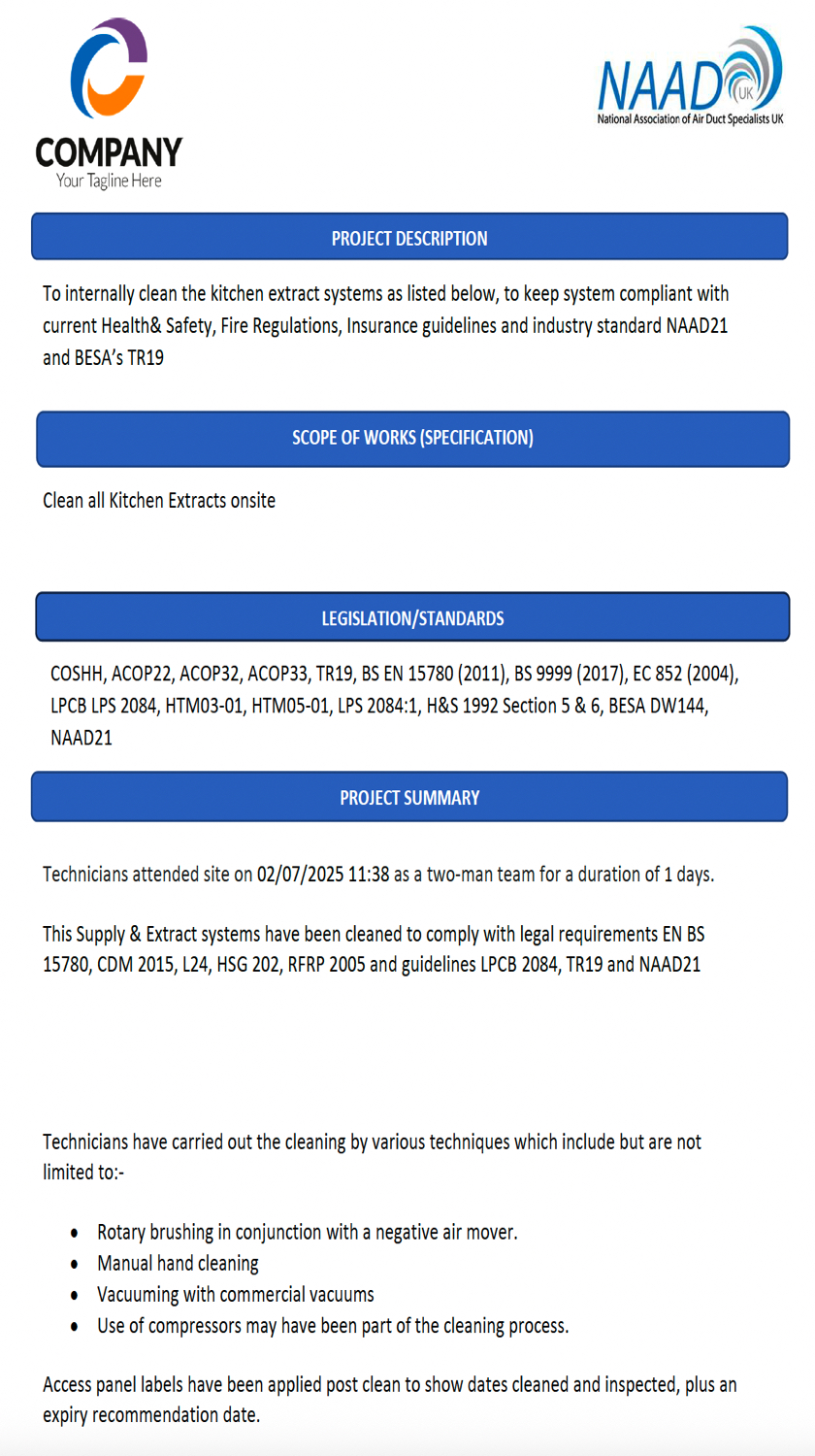 Sample Ventilation Hygiene Report